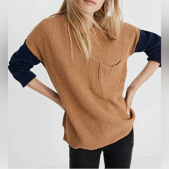 Madewell Women’s Thompson Pocket Pullover Color Block Sweater SMALL - Picture 1 of 7